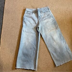 ANA Light Blue Women's High Rise Wide Leg Crop Jeans